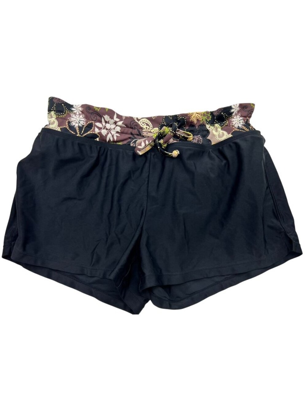 Athleta Women's Surfing Swim Shorts Drawstring Tie Stretch Size Large Black